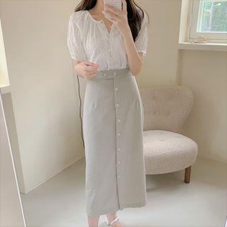 Short-sleeve Blouse / Midi Pencil Skirt