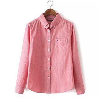 Long-sleeve Embroidered Stripe Shirt
