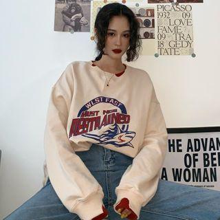 Shark Cartoon Lettering Print Sweatshirt