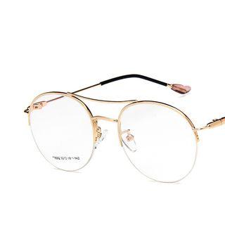 Double-bridge Half Metal Frame Eyeglasses