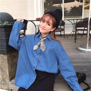 Bell-sleeve Loose-fit Denim Shirt