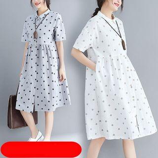 Dotted Short-sleeve Shirt Dress