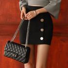 Buttoned Fitted Skirt