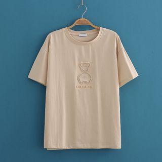 Plain Bear Print Short Sleeve T-shirt