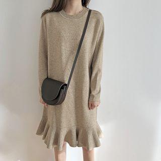 Ruffle-hem Sweater Dress