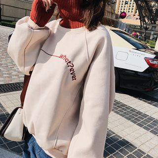 Two-tone Turtleneck Lettering Sweatshirt