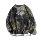 Mock Two-piece Long-sleeve Lettering Camo T-shirt