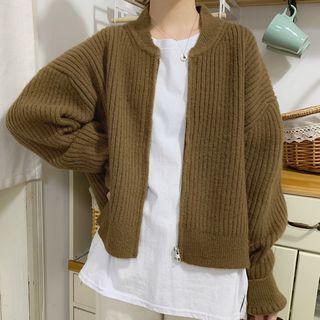 Ribbed Cardigan Coffee - One Size