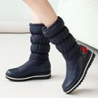 Platform Floral Embroidery Mid-calf Snow Boots