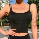 Double-strap Knit Cropped Camisole Top