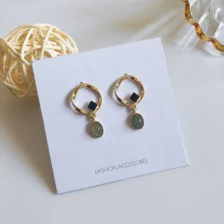 Alloy Hoop Cat Eye Stone Dangle Earring