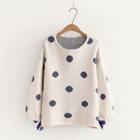 Bow-accent Polka Dot Sweater