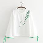 Long-sleeve Leaf Embroidered T-shirt