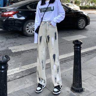 Splatter Print Baggy Jeans