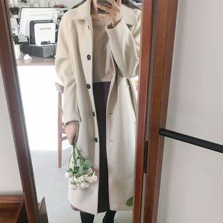 Raglan-shoulder Single-breasted Coat