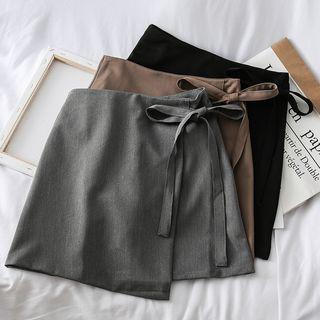 Tie-waist Asymmetric A-line Skirt