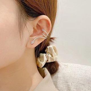 Snake Rhinestone Alloy Cuff Earring 1 Pair - Silver - One Size