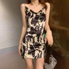 Spaghetti Strap Cow Print Mini A-line Dress