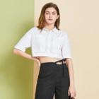 Eco-friendly Short-sleeve Pocket-detail Crop Shirt