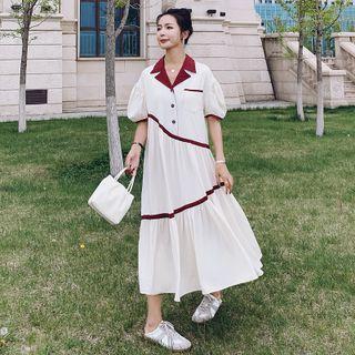 Short-sleeve Asymmetrical Midi Shirt Dress