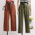 Paperbag High-waist Straight-cut Pants With Belt