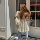Chiffon-back Double-breasted Blazer
