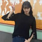 Embellished 3/4-sleeve T-shirt