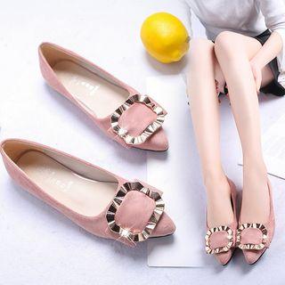 Square Buckled Pointy-toe Flats