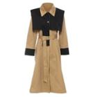 Mock Two-piece Contrast Trim Tie-waist Shirtdress