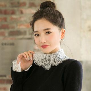 Lace-detail Keyhole-back Knit Top