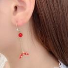 Non-matching Glaze Whale Tail Dangle Earring 1 Pair - Red - One Size