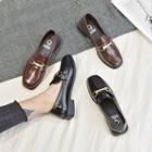 Faux Leather Buckle Details Loafers