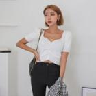 Square-neck Cropped Knit Top
