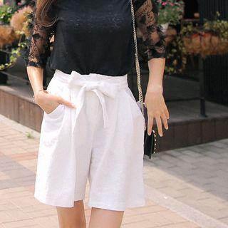 Linen Blend Shorts With Sash