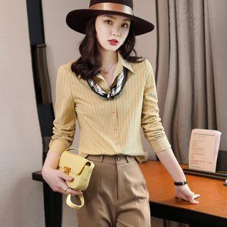 Striped Shirt / Printed Scarf / Set