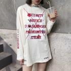 Letter Mock Neck Knit Pullover Almond - One Size
