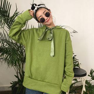 Long Sleeve Lace Up Hooded Top