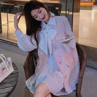 Tweed Vest / Long-sleeve Mini Dress