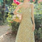 Spaghetti Strap Floral Print Midi Dress / Tied Cover-up / Set