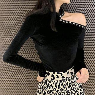 Long-sleeve Star Pattern Cutout Top