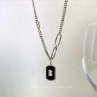 Geometric Lettering Pendant Necklace Silver - One Size