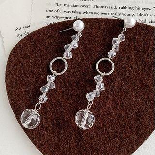 Faux Pearl Faux Crystal Dangle Earring 1 Pair - Transparent - One Size