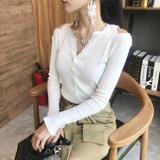 Cutout Rib Knit Cardigan