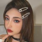 Set Of 2: Rhinestone Safety Pin Hair Clip