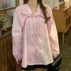 Rhinestone Bow Accent Blouse