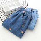 Strawberry Embroidered Slim-fit Jeans
