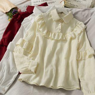 Ruffled-trim Loose Polo Shirt In 5 Colors