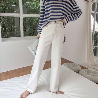 Mid Waist Straight Cut Jeans