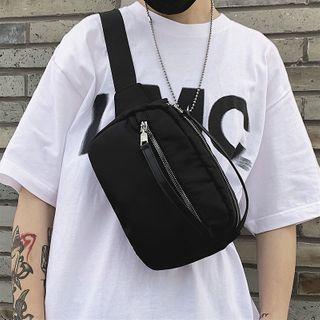 Plain Zip Belt Bag Black - One Size