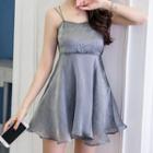 Spaghetti Strap A-line Organza Mini Dress